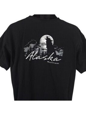 Alaska T Shirt Mens Size Large Black Wolf Howling Princess Alaskan Cruise